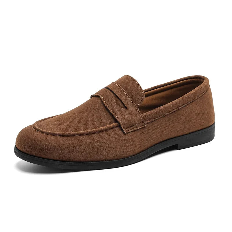 Retro Suede Loafers Man Comfortable Low Cut Casual Shoes Men Slip-On