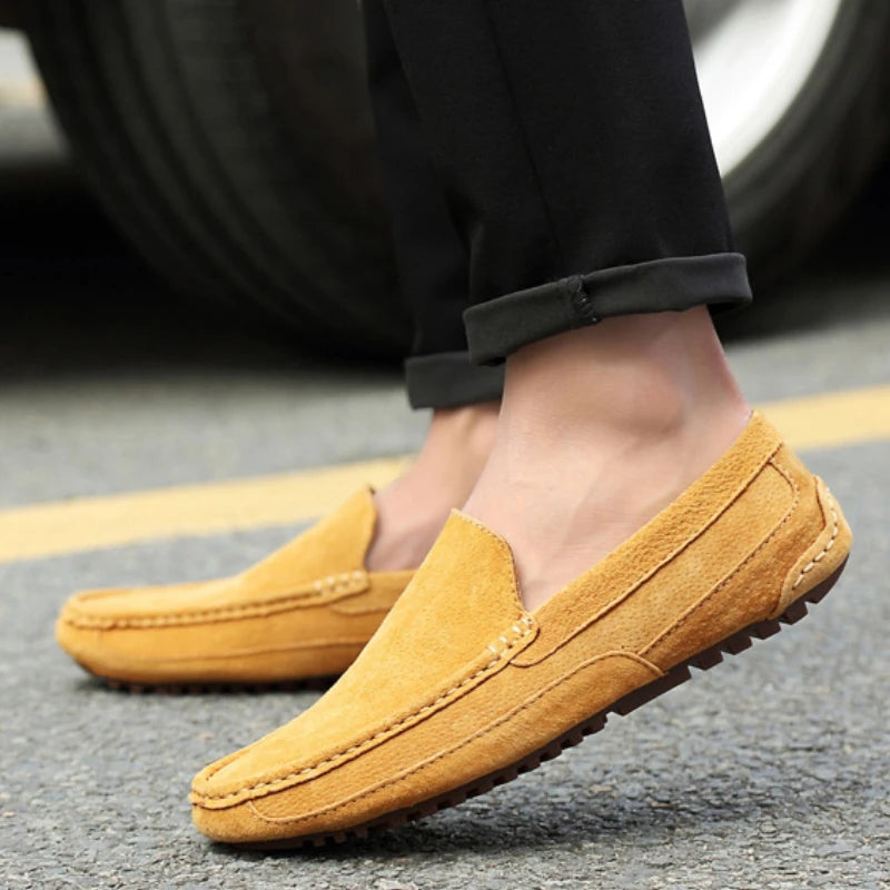 Suede Leather Man Loafers Luxury Casual Shoes Lightweight Men Shoes Moccasins Soft Soled Flats Handmade Slip.