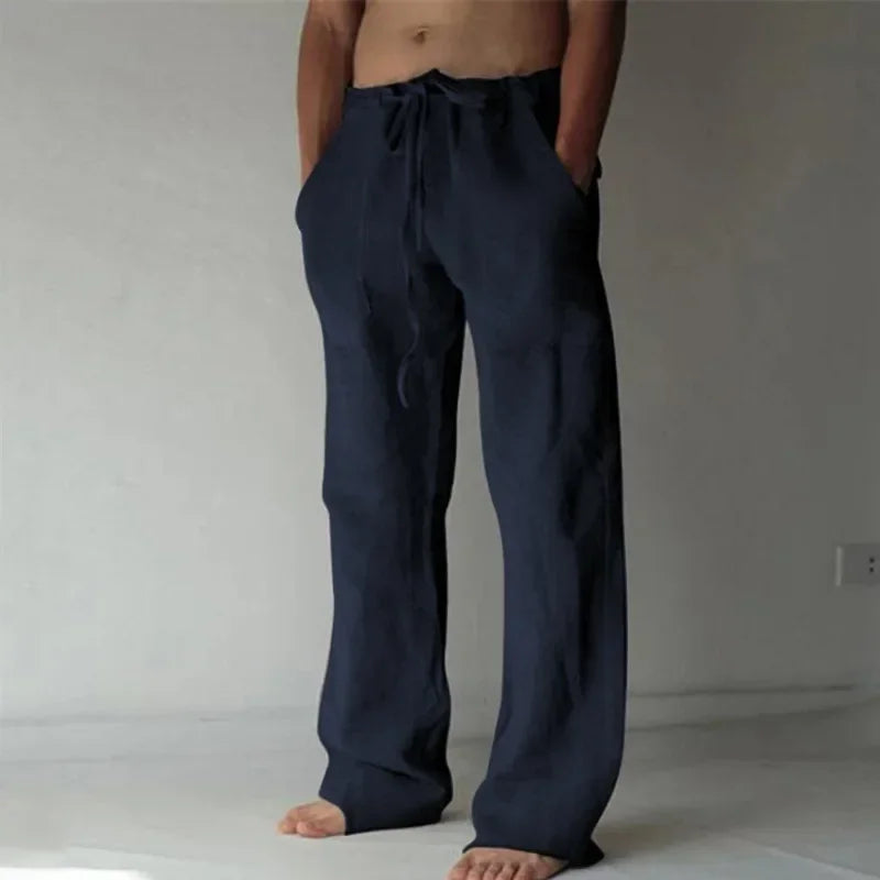 Men's Cotton Linen Casual Pants Male