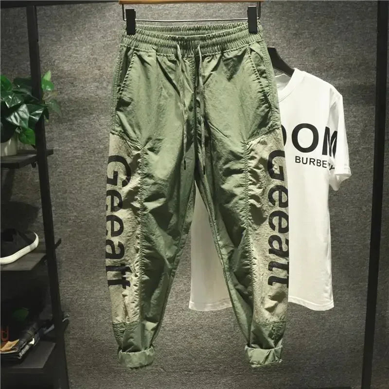 Cargo Pants for Men Summer Black Trousers Man