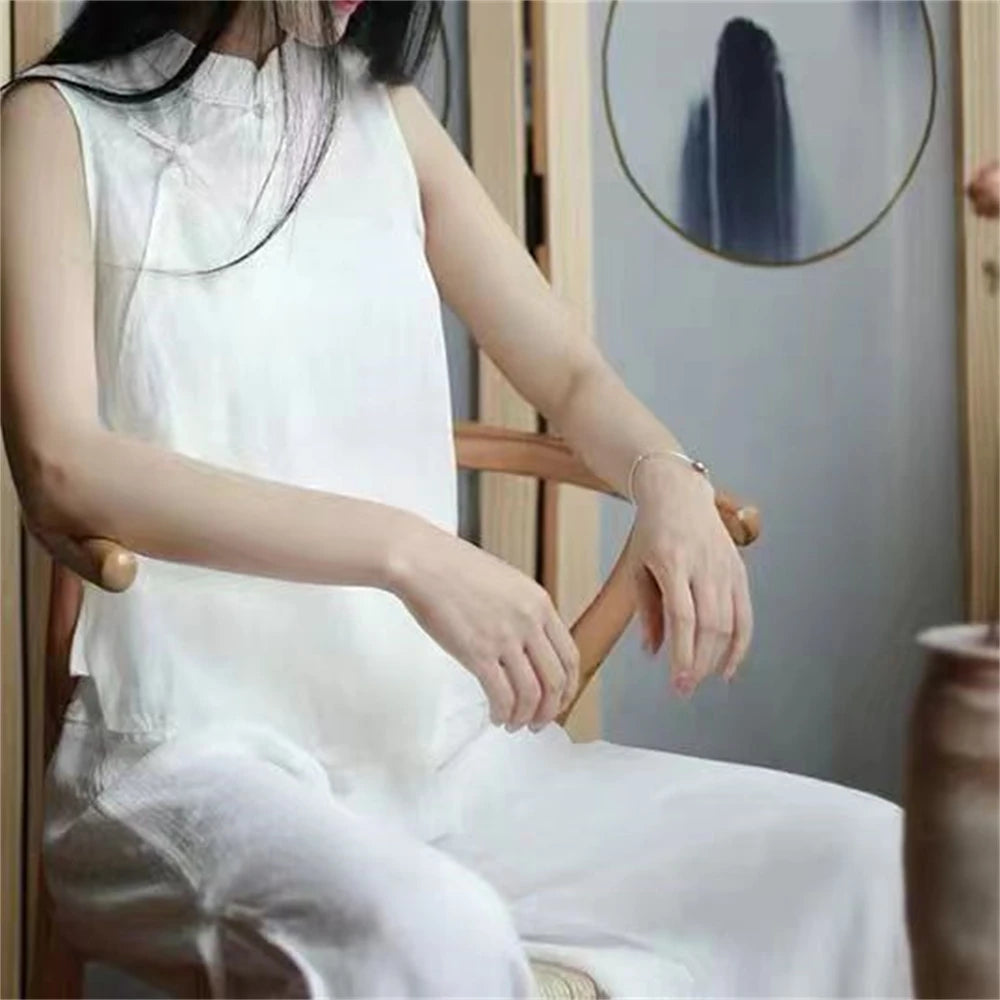 Chinese Traditional Clothing for Women Hanfu Vest Linen Cotton