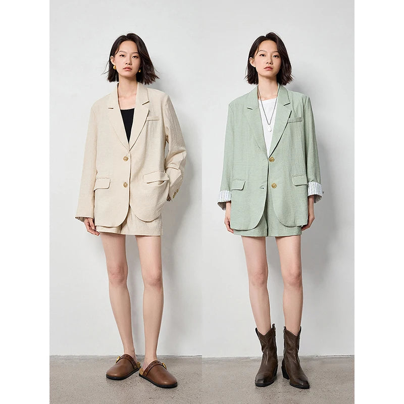 TOYOUTH Women Blazer 2024 Summer New Linen