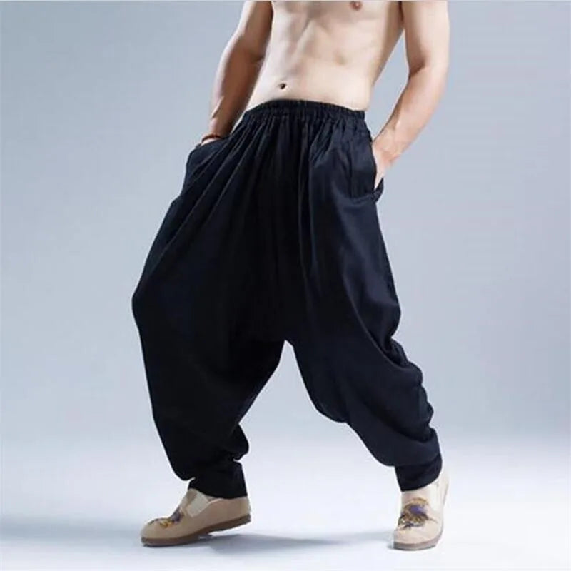 2024 Summer Autumn Cotton Linen Casual Harem Pants Men Jogger