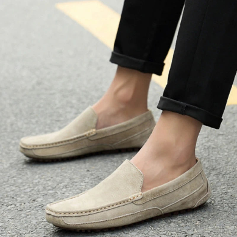 Suede Leather Man Loafers Luxury Casual Shoes Lightweight Men Shoes Moccasins Soft Soled Flats Handmade Slip.
