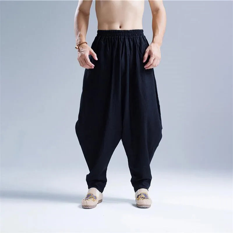 2024 Summer Autumn Cotton Linen Casual Harem Pants Men Jogger