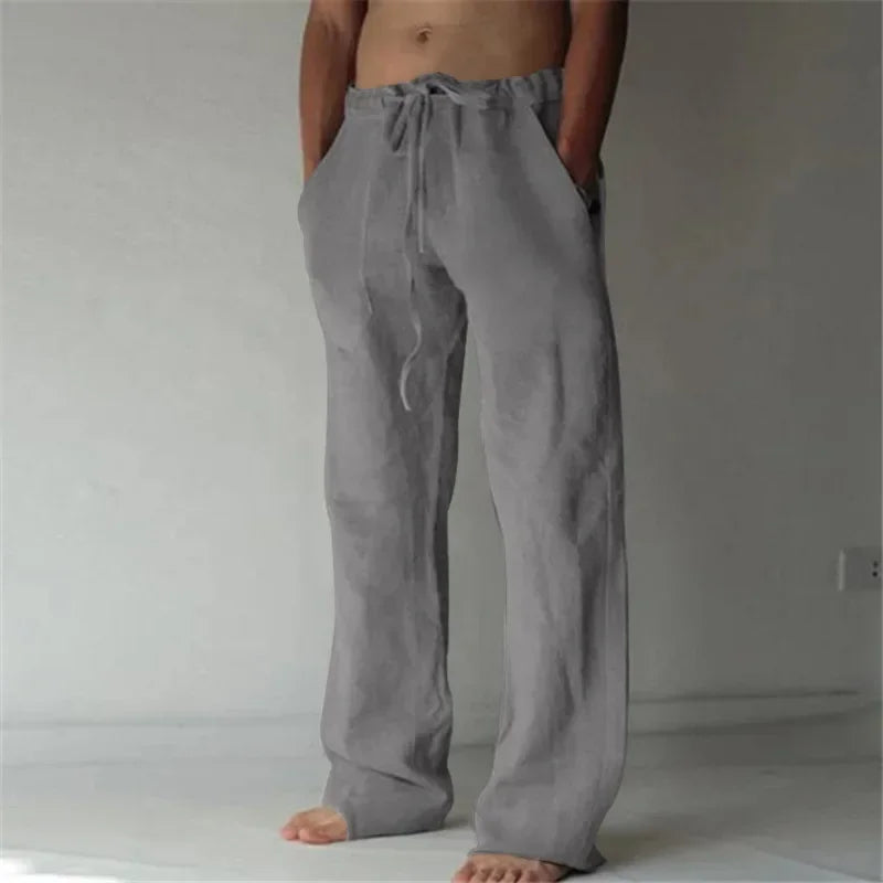 Men's Cotton Linen Casual Pants Male