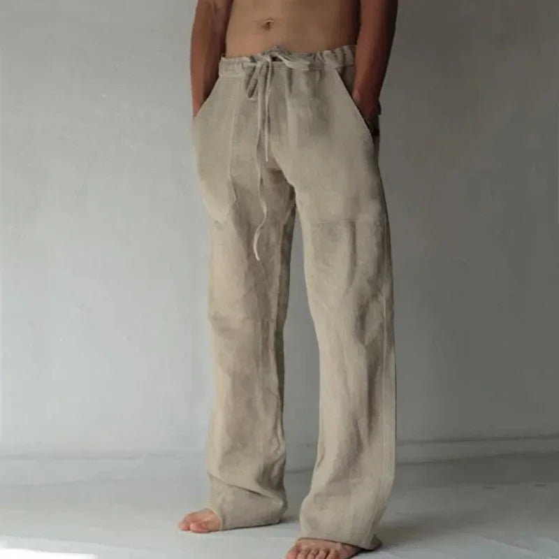 Men's Cotton Linen Casual Pants Male