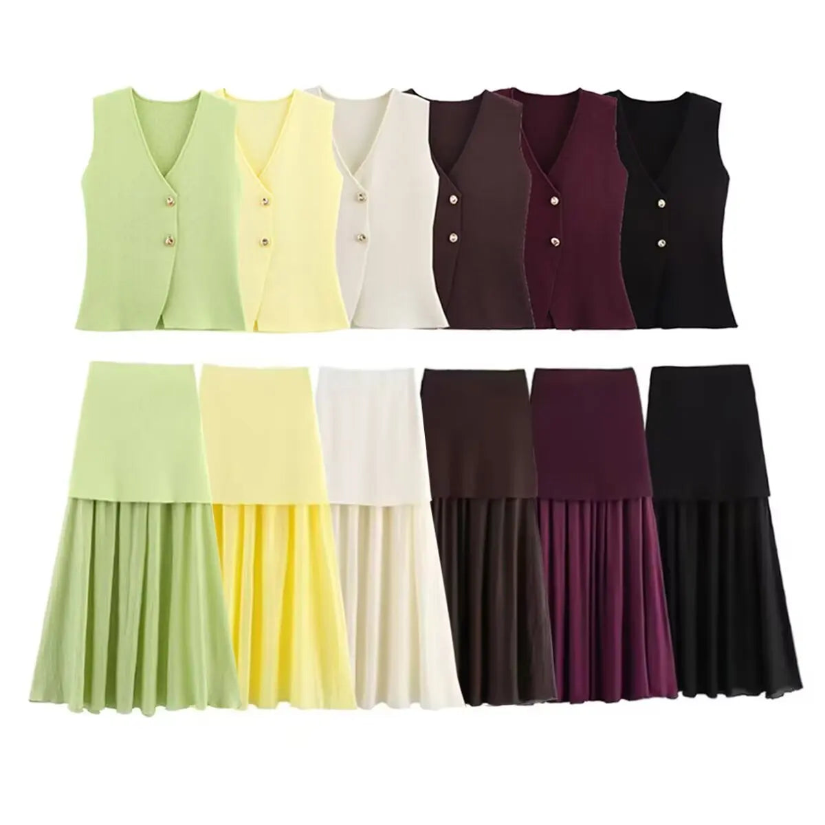 Fashion Knitted Sweater Pullover 2 Piece Set Women Summer Cardigan