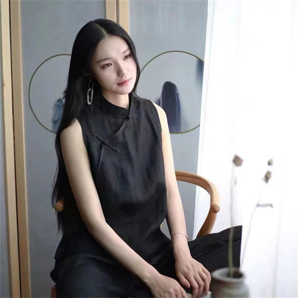 Chinese Traditional Clothing for Women Hanfu Vest Linen Cotton