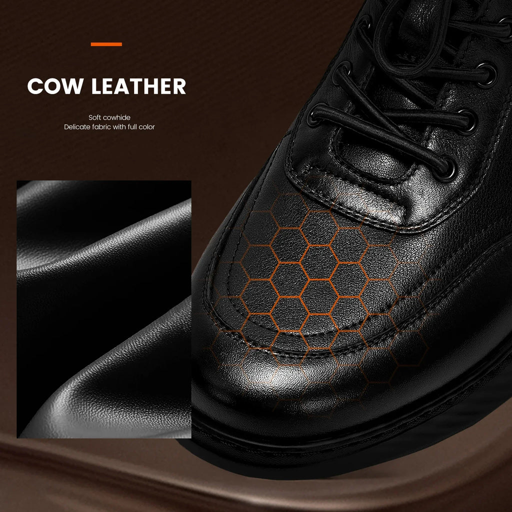 Loafers Luxury Brand Men's Shoes Leather  Black Flat Lightweight Comfortable Lace Free Shoes