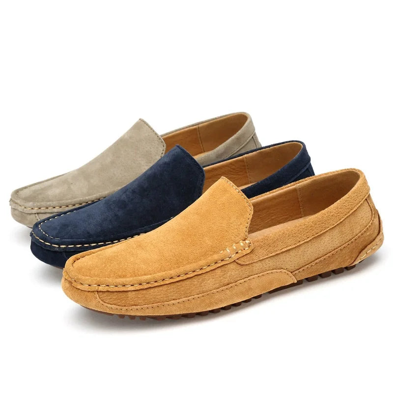 Suede Leather Man Loafers Luxury Casual Shoes Lightweight Men Shoes Moccasins Soft Soled Flats Handmade Slip.
