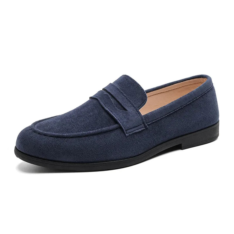 Retro Suede Loafers Man Comfortable Low Cut Casual Shoes Men Slip-On