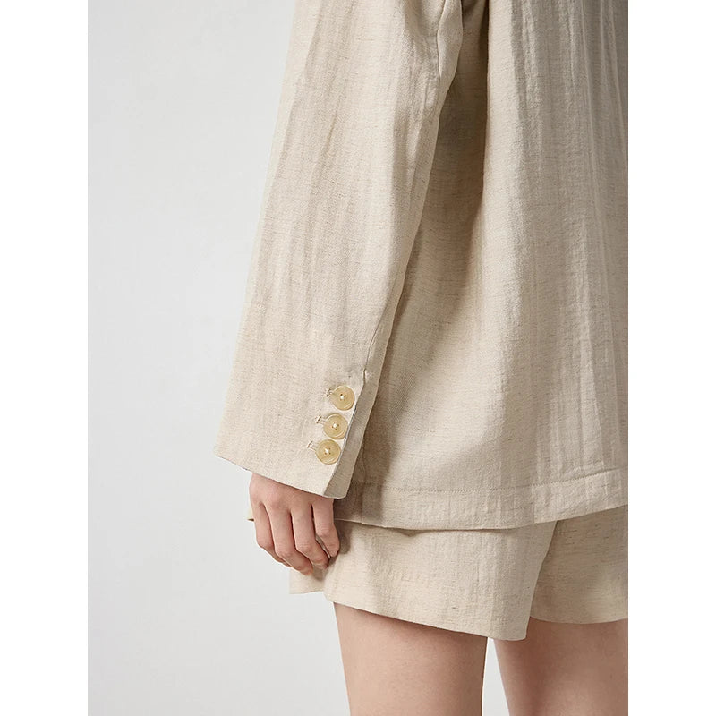 TOYOUTH Women Blazer 2024 Summer New Linen