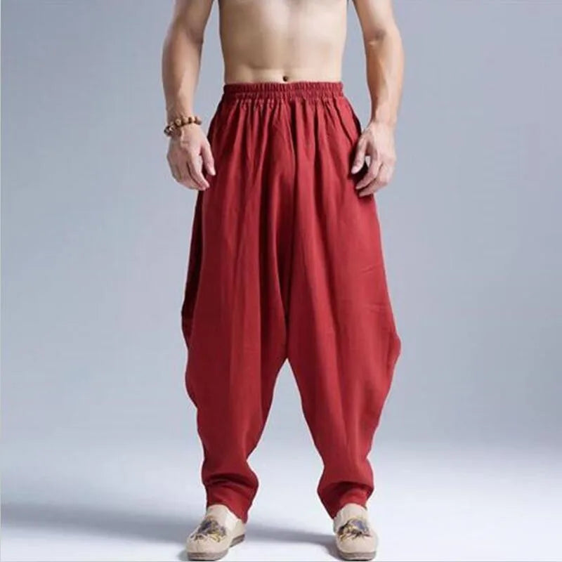2024 Summer Autumn Cotton Linen Casual Harem Pants Men Jogger