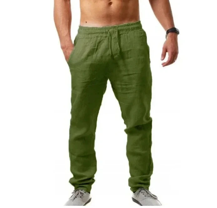 2025 New Men's Cotton Linen Pants Summer Solid Color