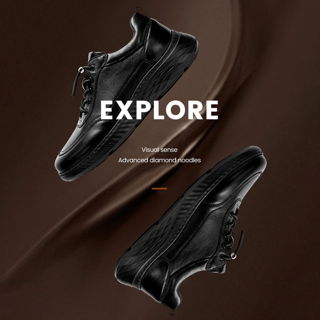 Loafers Luxury Brand Men's Shoes Leather  Black Flat Lightweight Comfortable Lace Free Shoes