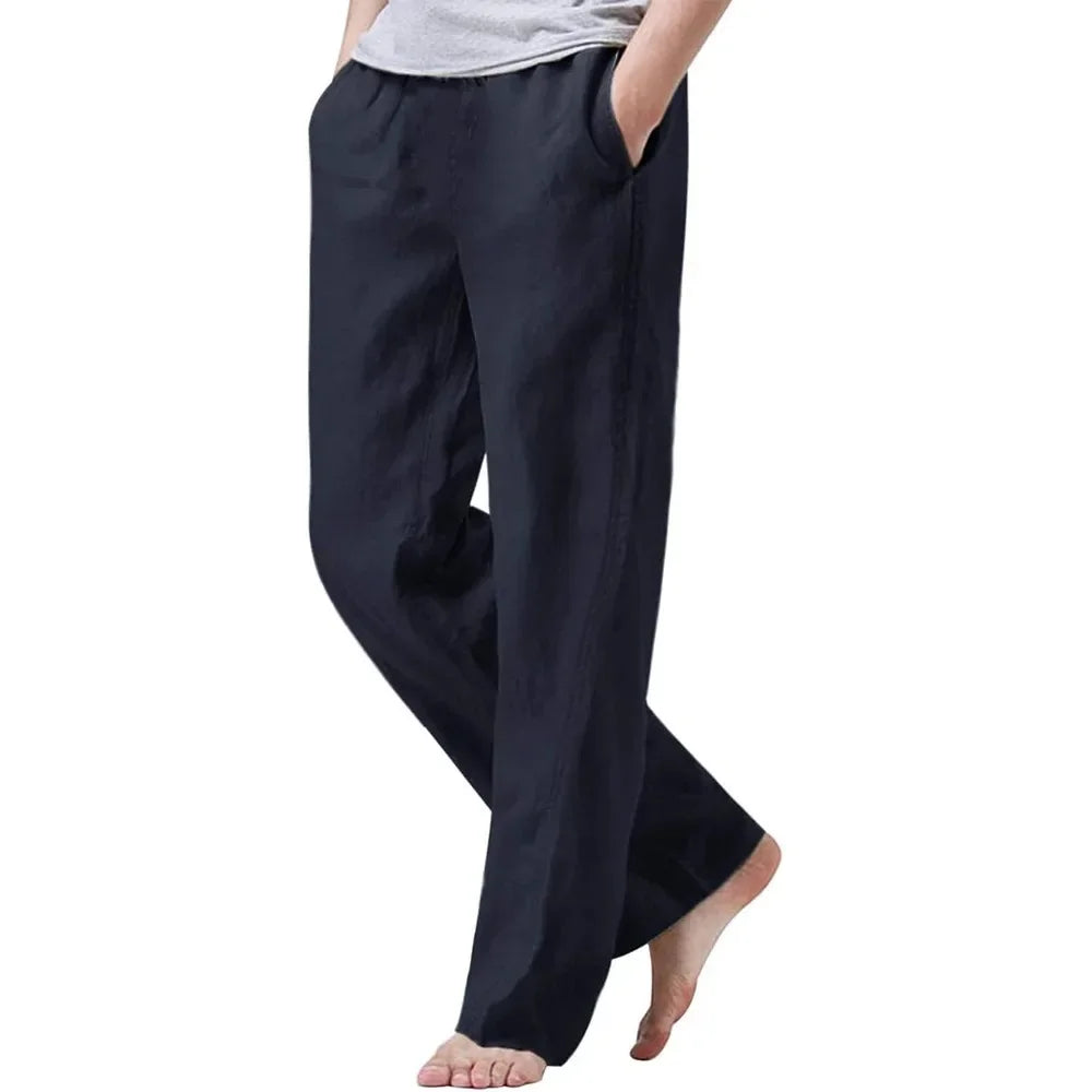 2025 New Men's Cotton Linen Pants Summer Solid Color