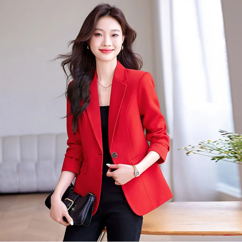 Women Blazer Casual Single Button