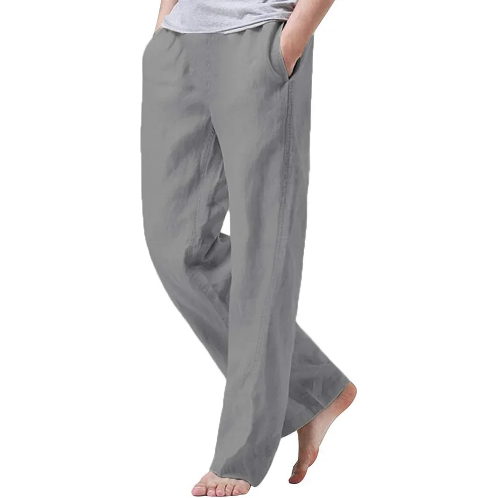 2025 New Men's Cotton Linen Pants Summer Solid Color