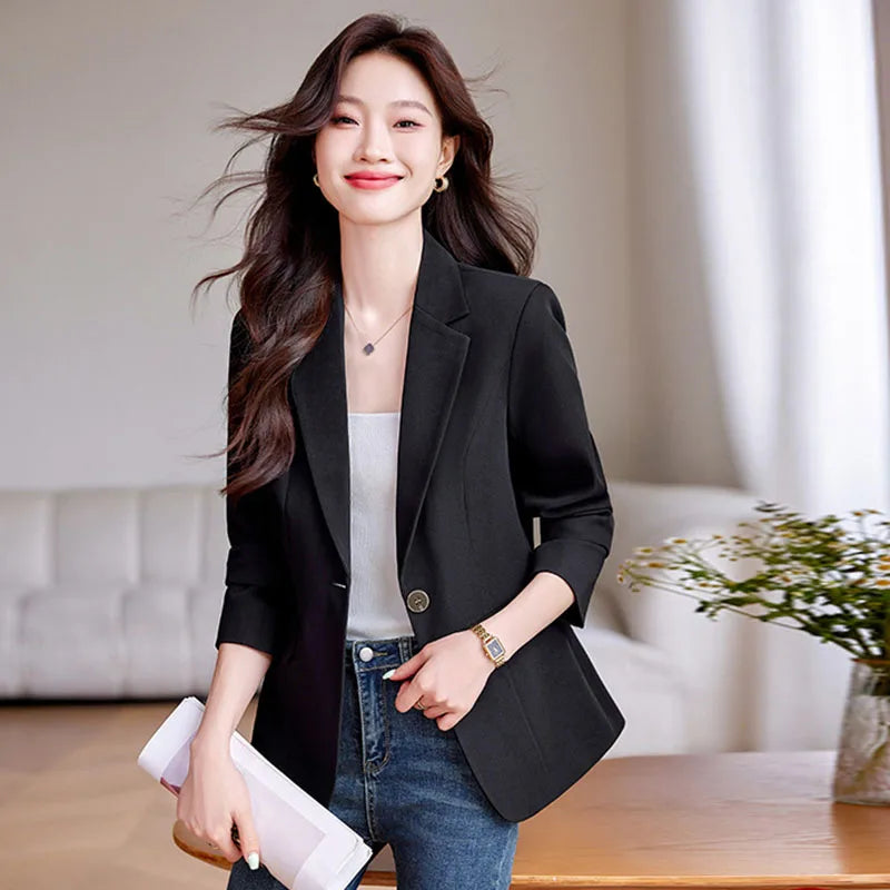 Women Blazer Casual Single Button