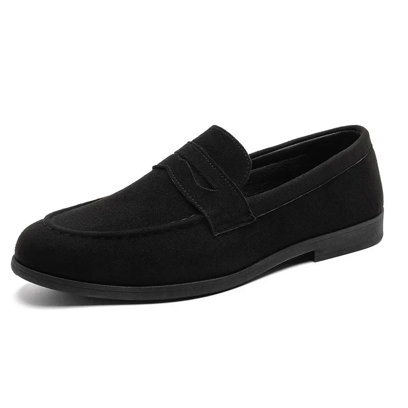 Retro Suede Loafers Man Comfortable Low Cut Casual Shoes Men Slip-On