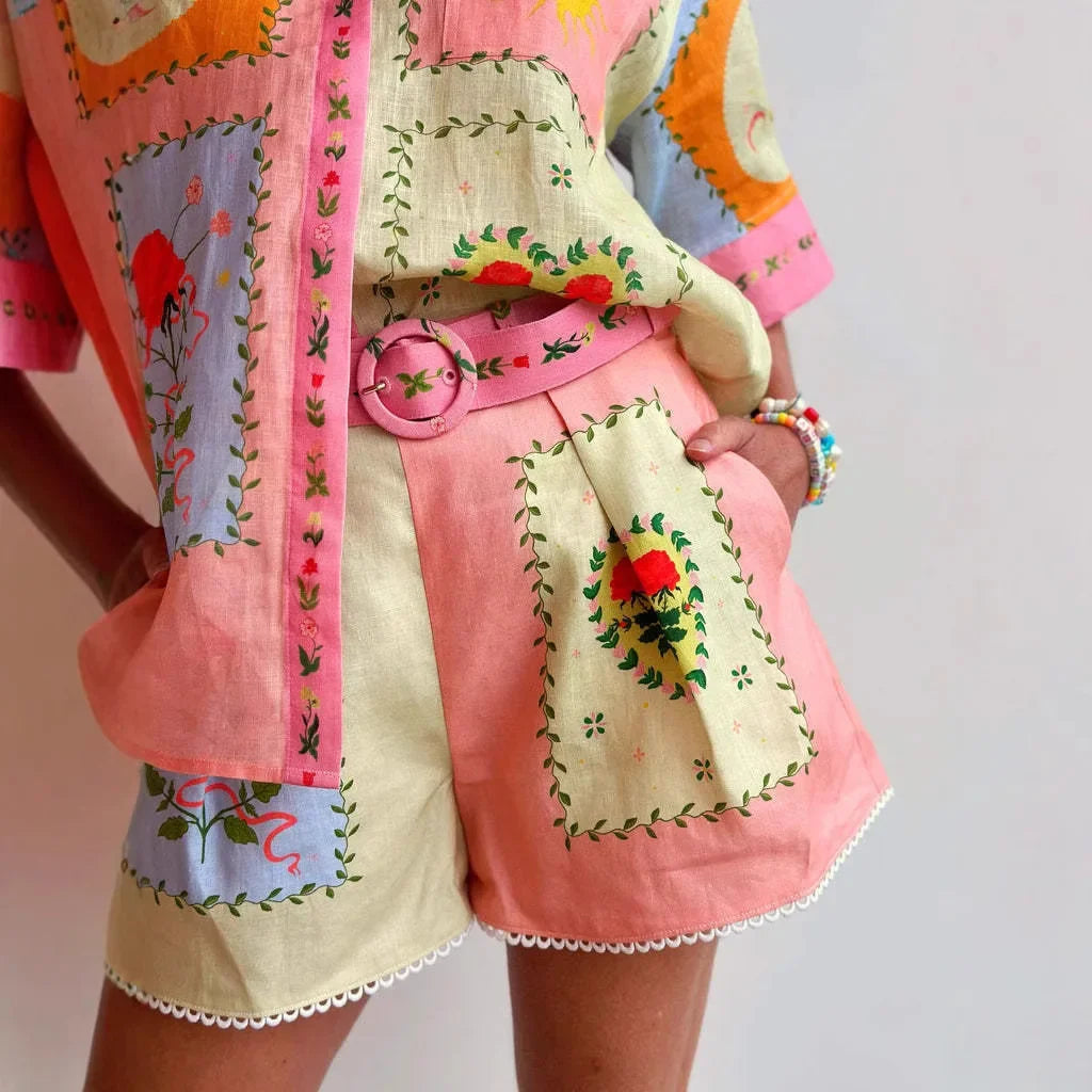 Casual Fashion Linen Shirt Collar Open Cardigan Long Set Women's