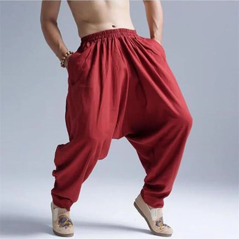 2024 Summer Autumn Cotton Linen Casual Harem Pants Men Jogger
