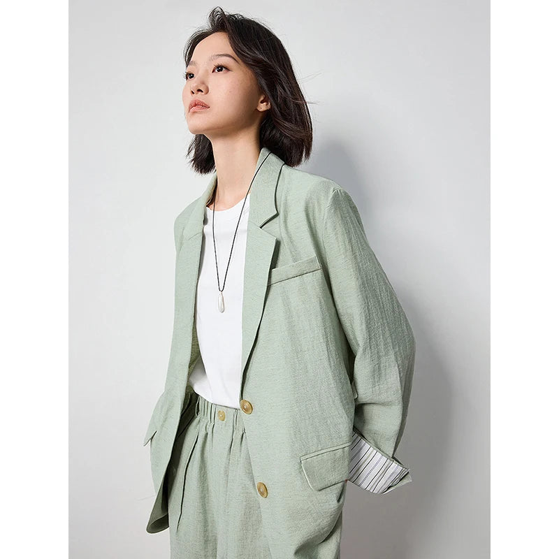 TOYOUTH Women Blazer 2024 Summer New Linen